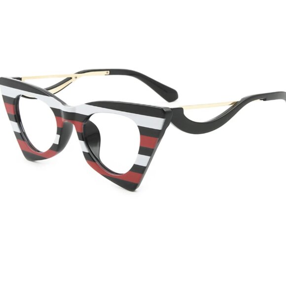 Funky glasses - black, red and white stripe - Picture 4 of 11